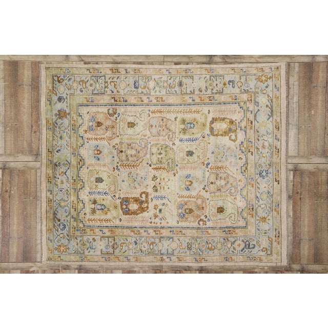 Ecru Oushak Boteh Rug - 08'00 X 09'08 For Sale - Image 8 of 9