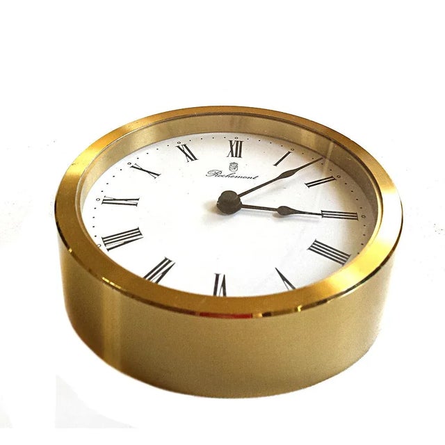 1970s Mid-Century Brass Clock from Rochemont For Sale - Image 5 of 10