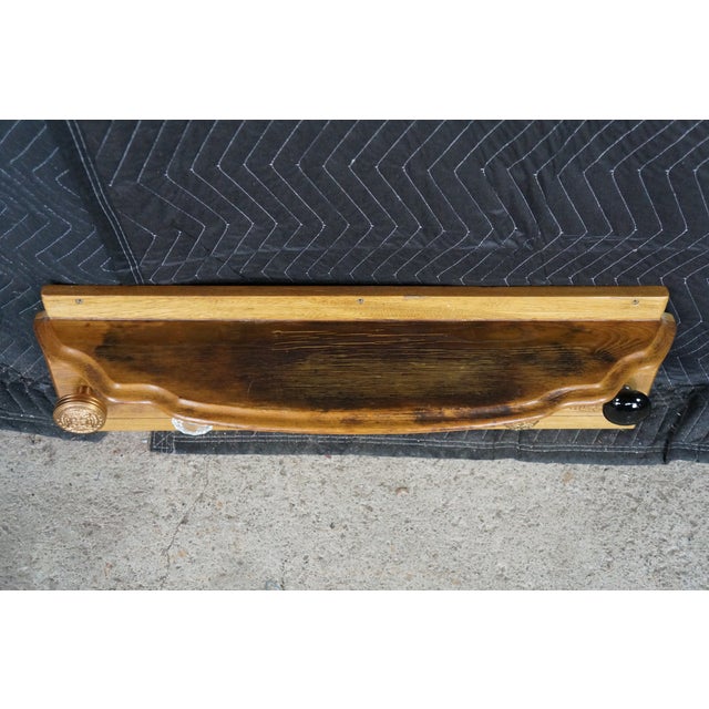 Early 20th Century Antique Oak Coat Rack Shelf Salvaged Door Knob Hooks Grapevine Architectural 30" For Sale - Image 5 of 18
