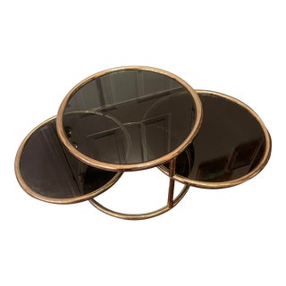 1970s Mid-Century Modern Brass Swivel Table For Sale
