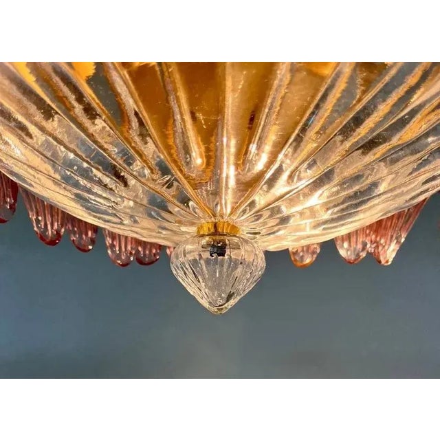 Murano Murano Style Chandelier Ceiling Light Original Palmette, Pink Glasses For Sale - Image 4 of 9