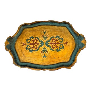 Vintage Italian Gilt Wood Serving Tray For Sale