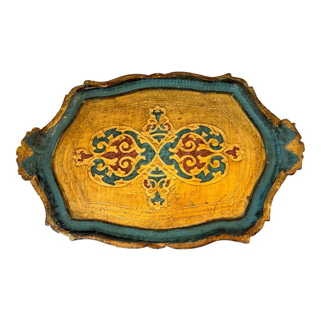 Vintage Italian Gilt Wood Serving Tray For Sale