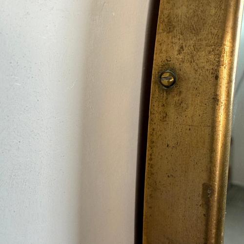 Italian Oval Brass Mirror, 1950s For Sale - Image 4 of 8