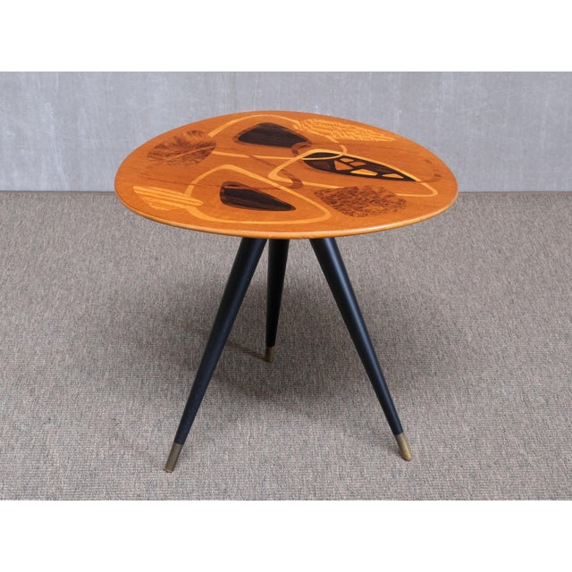 Black Swedish Modern Intarsia Side Table from H. Sundling Ab, Sweden, 1950s For Sale - Image 8 of 10