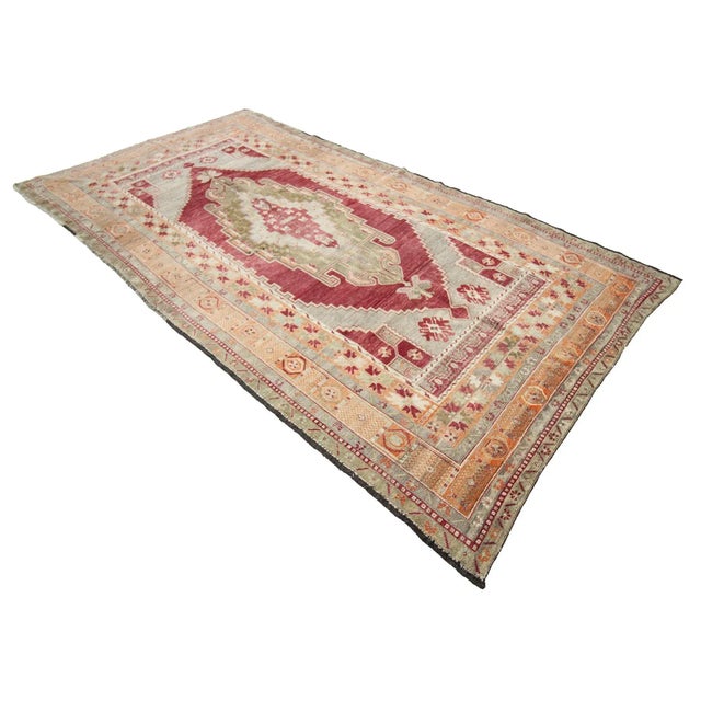1960s Vintage Wool Turkish Konya Rug- 5′6″ × 10′5″ For Sale - Image 4 of 7