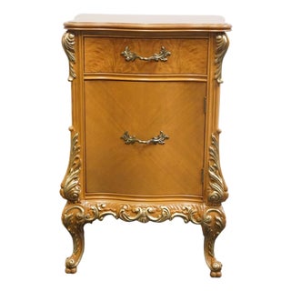 Vintage Antique Solid Maple French Provincial Rococo Revival 19" Cabinet Nightstand For Sale