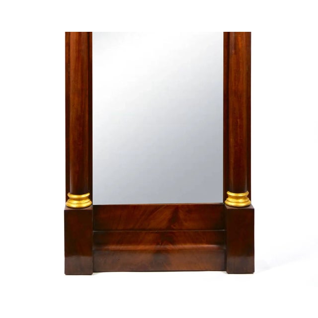 19th Century French Empire Style Parcel Gilt Bronze Mounted Mahogany Pier Mirror For Sale - Image 4 of 10