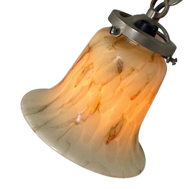 Art Deco Desk Lamp with Marbled Glass & Adjustable Shade For Sale - Image 4 of 9