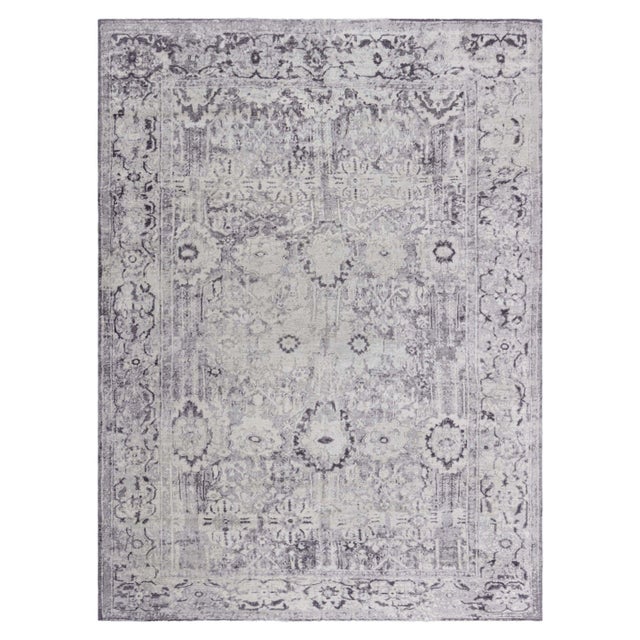 Contemporary Eggplant Beige Handmade Wool Rug by Doris Leslie Blau For Sale