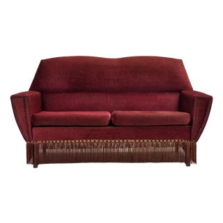 Danish 2-Seater Sofa in Red Furniture Velour, 1970s For Sale