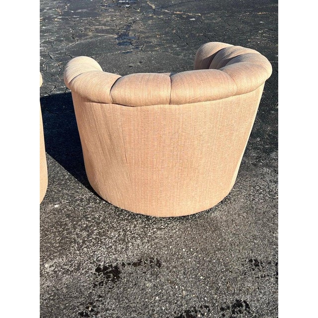 Pair of Scalloped Swivel Chairs For Sale - Image 14 of 18