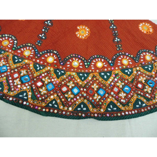 1980s Vintage Indian Embroidered Back Side of a Skirt Textile For Sale - Image 5 of 7