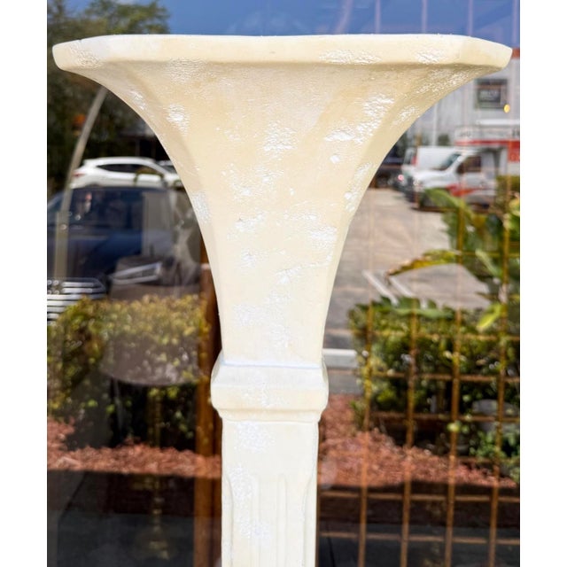 Art Deco Art Deco Style Faux Stone Plaster Torchiere From 80's For Sale - Image 3 of 10