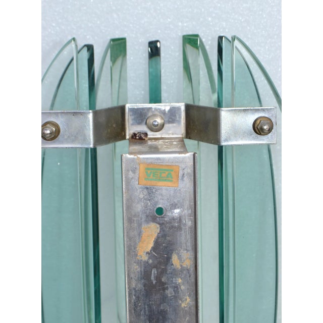 Italian Veca Clear & Green Glass Wall Sconces Mid-Century Modern 1970, Pair For Sale - Image 11 of 13