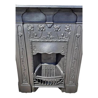 Victorian Art Nouveau Cast Iron Combination Fireplace Surround For Sale