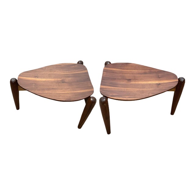 Mid Century Modern Walnut Ottomans - Set of 2 For Sale
