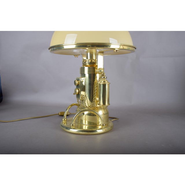 Nautical Gold-Plated Table Lamp with Glass Dome Shade, 1980s For Sale - Image 17 of 18