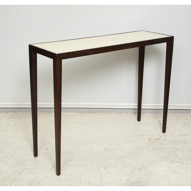 Not Yet Made - Made To Order Bespoke Parchment Top Mahogany Console Table For Sale - Image 5 of 10