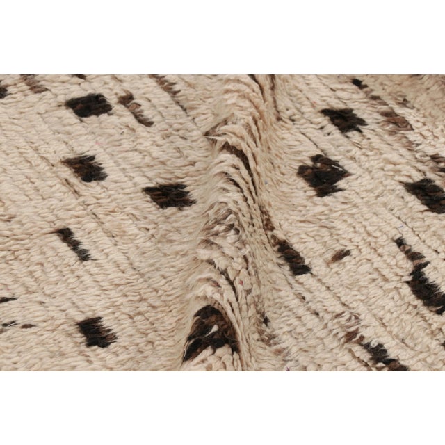 Textile Vintage Moroccan Runner Rug in Cream With Brown Geometric Patterns - Rug & Kilim For Sale - Image 7 of 8