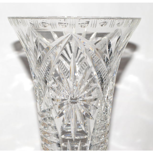 Transparent Early 20th Century Large Brilliant Majestic Cut Glass Crystal Vase American Brilliant For Sale - Image 8 of 15