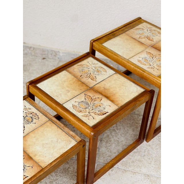 Vintage Nesting Tables in Teak and Earthenware, 1960s, Set of 3 For Sale - Image 12 of 16