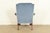 Kindel Furniture Chippendale Carved Mahogany Blue Velvet Upholstered Wingback Lounge Chair For Sale - Image 10 of 15