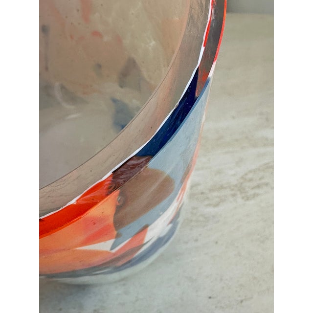 Murano Stories of Italy Murano Nougat Orange and Blue Glass Vase For Sale - Image 4 of 9