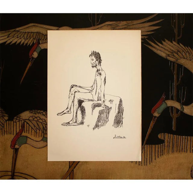 Ecru 1940s After Pablo Picasso "Seated Man", First Edition Period Swiss Print For Sale - Image 8 of 11