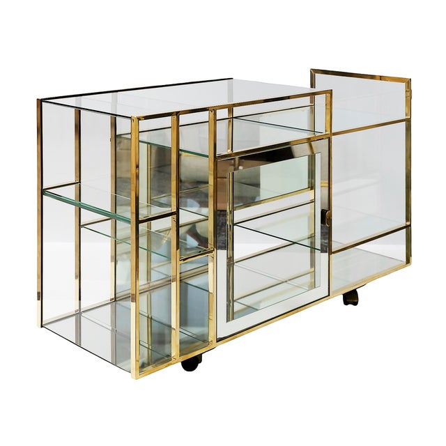 Mid-Century Modern Italian Brass and Glass Console Table, 1970s For Sale - Image 9 of 9