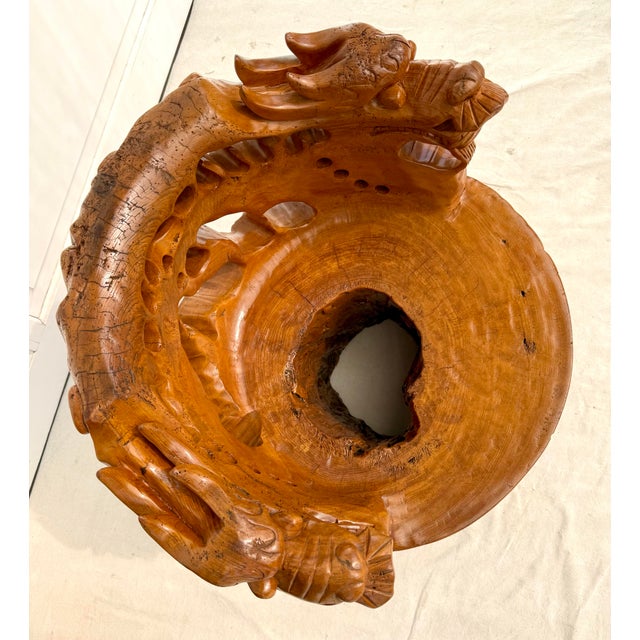 Hand-Carved Asian Sculptural Dragon Root Wood Throne Chair For Sale - Image 12 of 12