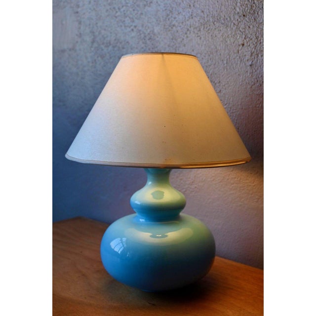 Ceramic Vintage French Bohemian Blue Ceramic Table Lamp, 1960s For Sale - Image 7 of 10