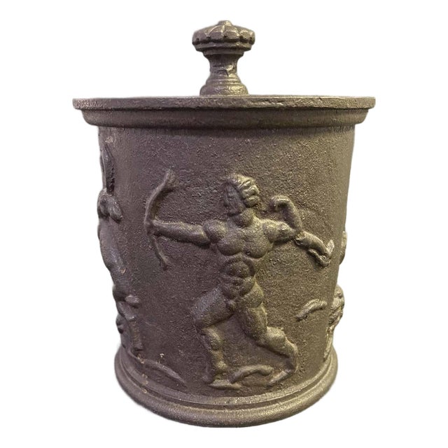 1930s "Hunter in Paradise," Art Deco Iron Humidor. For Sale