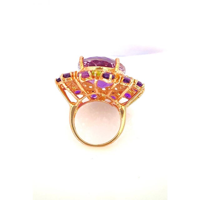 Bochic "Orient" Natural Amethyst & Peridot Ring Set In 18K Gold & Silver For Sale - Image 14 of 18