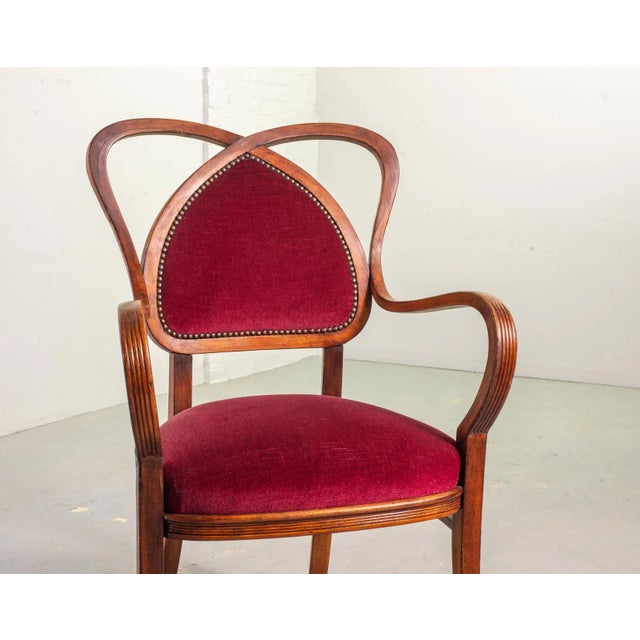 Set of Mid-Century French Red Velvet Armchairs, 1950s For Sale - Image 12 of 14
