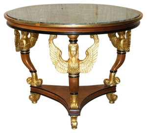Vintage Egyptian Revival Sphinx Giltwood & Marble Centre Occasional Table