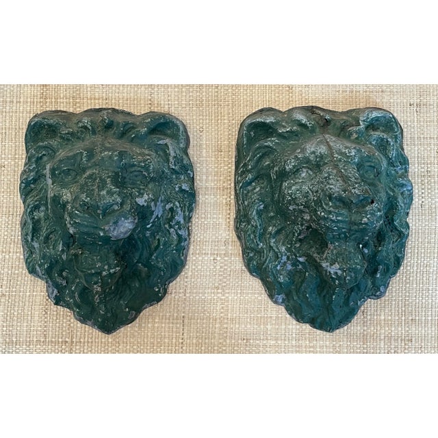 Antique Zinc Architectural Lion Heads - a Pair For Sale - Image 9 of 9