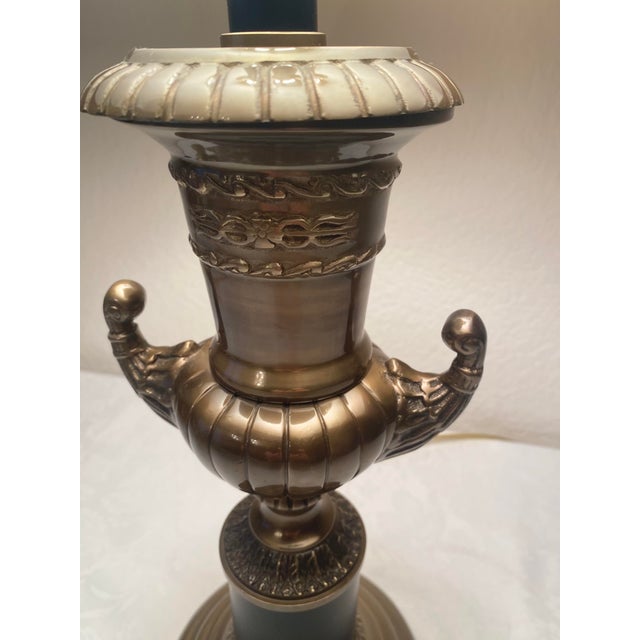 Neoclassical Trophy Cup Urn Style Bronze & Black Lamp Vintage Excellent Condition For Sale - Image 9 of 13
