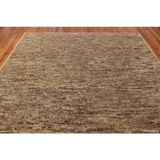 Modern Nazmiyal Collection Textured Beige Modern Moroccan Rug For Sale - Image 3 of 5