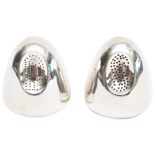 Mid Century Modern Antonio Pineda Modernist Sterling Silver Salt and Pepper Shakers Pair Of For Sale