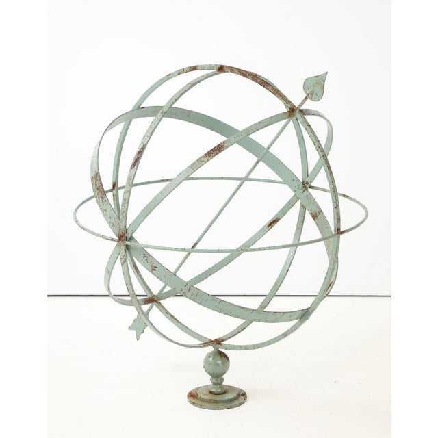 Celadon Painted English Mid-20th Century Iron Armillary For Sale - Image 10 of 15