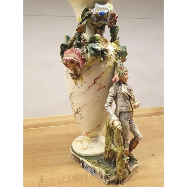 Ceramic Late 19th Century Figural Porcelain Vase with Napoleonic Figure For Sale - Image 7 of 10