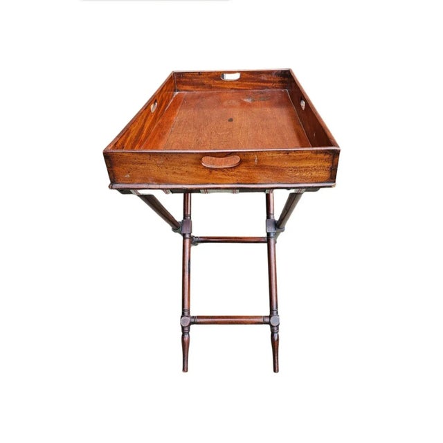 19th Century English Mahogany Butler's Tray Table For Sale - Image 4 of 11