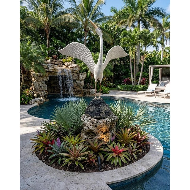 Vintage English Cast Stone Heron Garden Statue For Sale In West Palm - Image 6 of 12