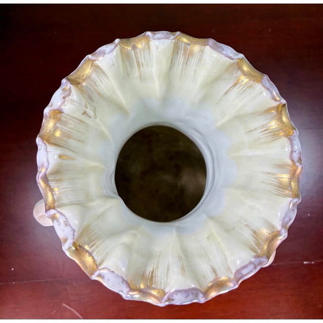 Ceramic Antique Three Handled Nippon Ruffled Porcelain Vase For Sale - Image 7 of 8