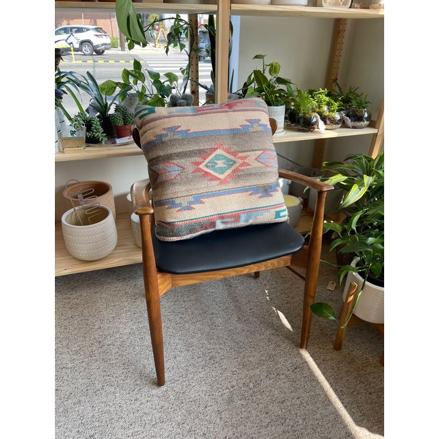 Rustic Vintage Possibly Southwestern Wool Kilim Pillow With Geometric Pattern. For Sale - Image 3 of 9