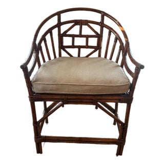 1970s English Brighton Chair With Newly Upholstered Cushion. Larger Scale For Sale