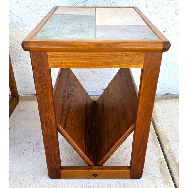 Vintage Mobelfabrikken Toften Danish MCM Solid Teak & Tile Coffee & Side Table For Sale - Image 10 of 12