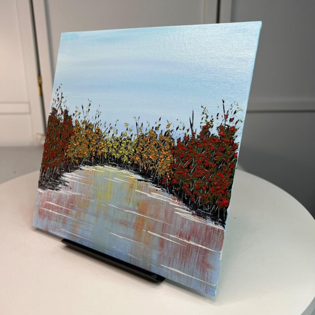 2020s Autumn Wonder Fall Theme 8 X 8" Acrylic Mixed Media Painting Wall Art - Unframed For Sale - Image 5 of 7