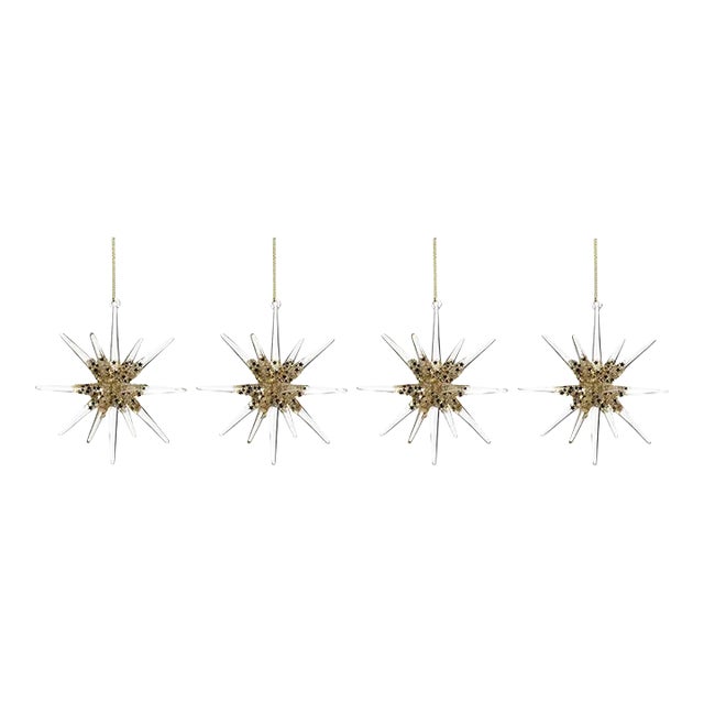 Snowflake Glass 3D Small Hanging Ornaments, Set of 4 For Sale